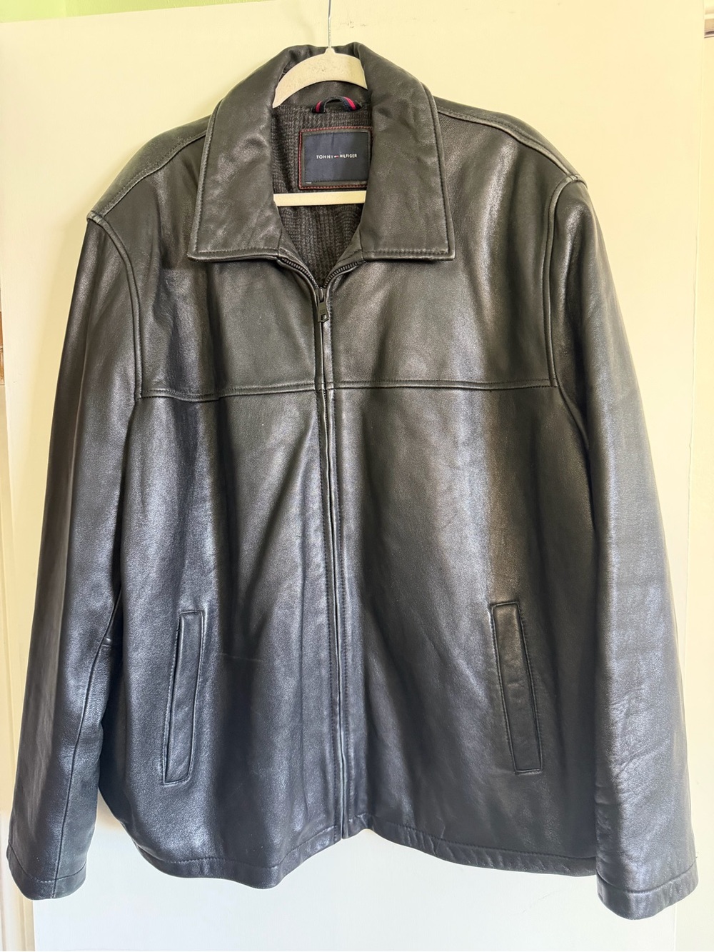 Tommy Hilfiger Men's Black Leather Zip Jacket